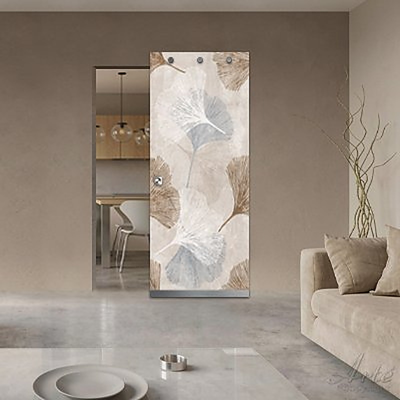 Porta scorrevole in vetro con stampa digitale Magic Studs